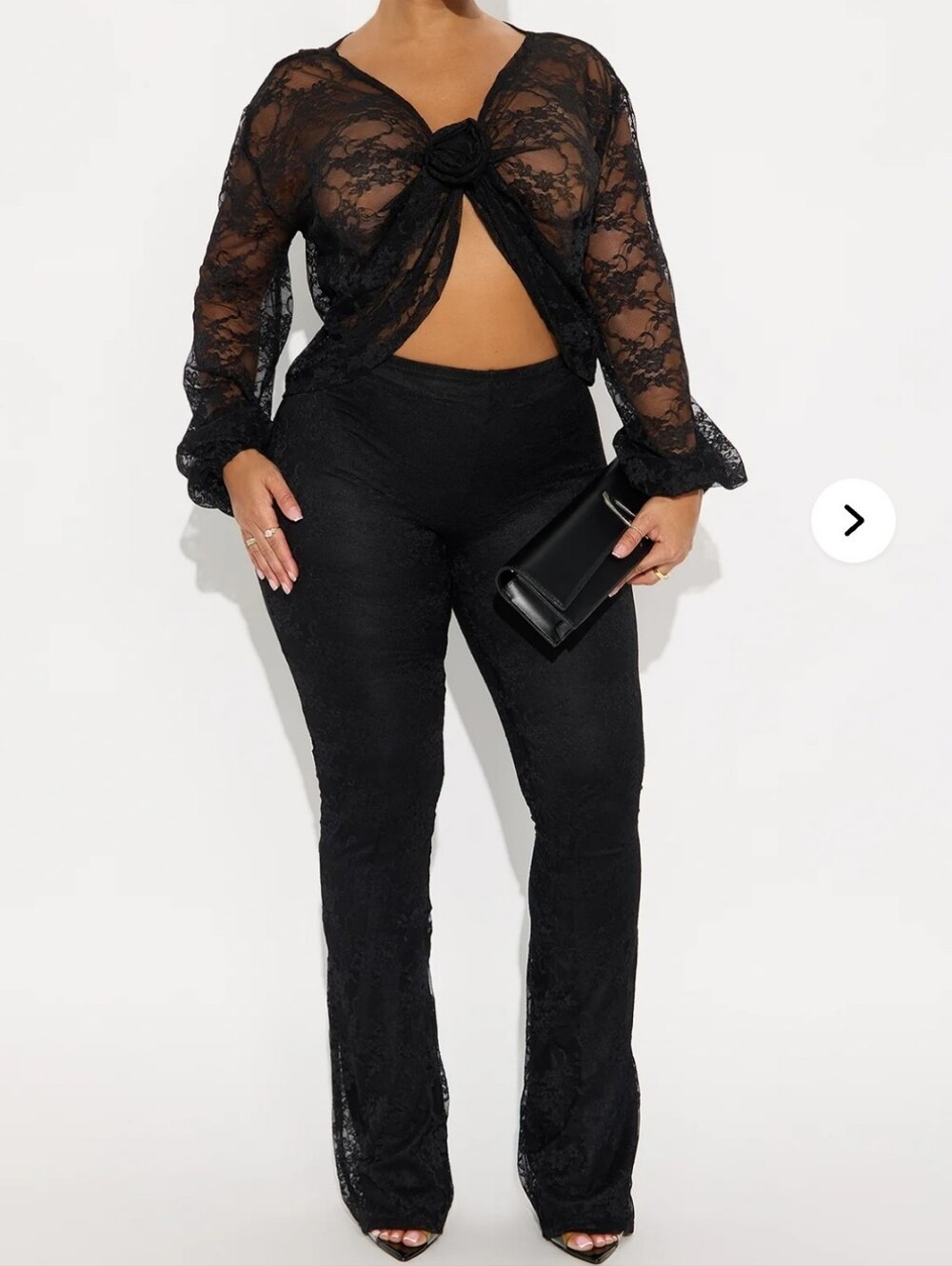 Fashion Nova 2-piece Black Lace Flare Pants-set